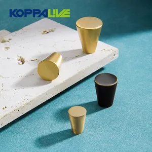 Koppalive锥形柜门旋钮锥形金实心黄铜厨房抽屉旋钮，用于家具五金