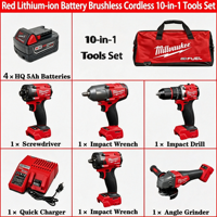 Bestseller - Kit d'outils multifonctions sans fil Milwaukee M-18 FUEL de qualité industrielle, perceuse, clé à chocs, meuleuse, pack d'accessoires complet
