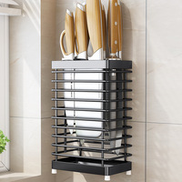Support multifonctionnel durable en acier inoxydable pour couteaux et planches à découper, avec porte-ustensiles de cuisine et porte-baguettes