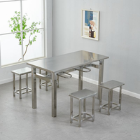 Ensemble table et chaises de salle à manger en acier inoxydable XY au design minimaliste pour restaurant, fast-food, salon de thé