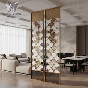 Mampara de Cristal Acrílico y Acero Inoxidable de Lujo Moderno Personalizable, Diseño a Medida para Oficina, Hotel, Restaurante - Product Image 6