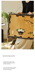 Tapisserie florale orientale Art déco, brocart tissé, tissu doux, décoration murale suspendue sans cadre, style vintage médiéval, pour anniversaire - Product Image 2