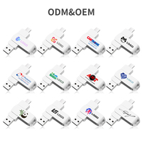Flashdisk OTG USB 32GB, Memori Flash 16GB 8GB 4GB untuk Smartphone 2 in 1 Cle USB 2.0 Pendrive 64GB 128GB Flashdisk Custom