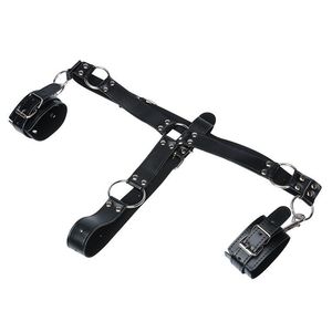 Men Sexy Leather Bondage <b>Suspender</b> Black Low Rise With Cuffs And Chains For Adult Romantic Use - Product Image 3