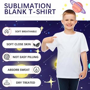 Blanks Boys T Shirt 100% <b>Polyester</b> Cotton Feel Plain White Kids Sublimation <b>Tshirt</b> Printing Custom Logo - Product Image 2