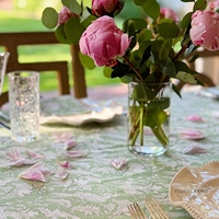 Nappe de table vintage 100% coton, imprimé floral vert et blanc, pour la décoration de la salle à manger, style ferme