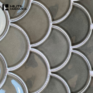 Phổ Biến Nhất 259X273Mm Fan Shape Giá Rẻ Phòng Tắm Không Thấm Nước Tường Gạch Mosaic Gốm - Product Image 4