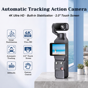 Caméra d'action 4K/1080P avec suivi automatique du visage, contrôle gestuel, écran tactile, caméra de vlog portable pour les sports de plein air et les aventures - Product Image 2