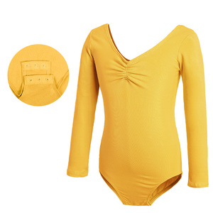 <span class=keywords><strong>Justaucorps</strong></span> de danse personnalisé différentes couleurs tricoté 95% bambou 5% Spandex bouton fermé entrejambe petite fille - Product Image 4