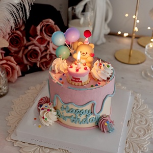 Torta di orso giallo decorazione a forma di cuore e stella torta Topper <span class=keywords><strong>per</strong></span> ragazze compleanno Baby Shower forniture - Product Image 4