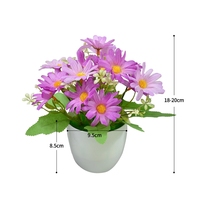 Ramos de Flores Artificiales de Margarita Blanca y Amarilla de 25 cm, Plantas en Maceta, Plantas Artificiales de Simulación