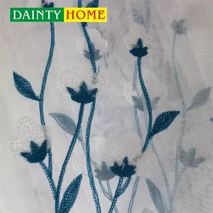 Newest Design Asian Style Embroidered Sheer Fabric Embroidered Curtain