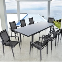 Table à manger en verre trempé extensible, Table en métal et de jardin, de haute qualité, simple prix
