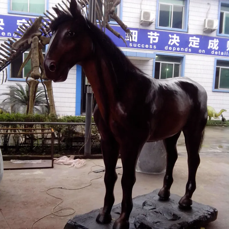 Estatua de simulación realista para parque de atracciones, escultura de animales para decoración, movimiento de caballo