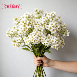 TH1585 Flores Artificiales <span class=keywords><strong>de</strong></span> Flores Silvestres Blancas con Tacto Real, Tallo Individual, para Arreglos Florales Rústicos para Bodas y Hogar - Product Image 1