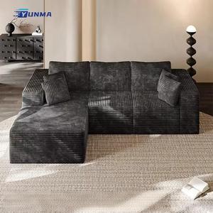 Canapé modulaire en velours en forme de L, vente chaude, tissu compressé, salon, chaise longue, canapé-lit, mousse à mémoire de forme, utilisation scolaire - Product Image 2