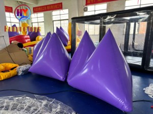Bouée publicitaire gonflable en PVC HUAYUE, jouet aquatique triangulaire rouge pour jeux en plein air, garantie <span class=keywords><strong>de</strong></span> 2 ans - Product Image 3