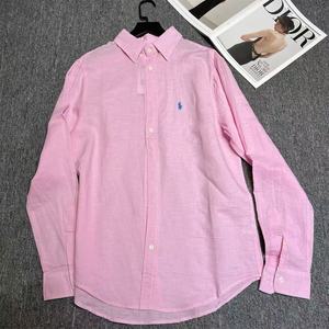 Camisa Unisex de Manga Larga de Algodón y Lino, Cuello Clásico, Bordado con Logotipo de <span class=keywords><strong>Caballo</strong></span>, Tratamiento Antiarrugas, Estilo Casual Otoñal - Product Image 6