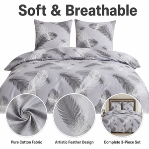 Poland Local Hub 3 Piece Cotton Bedding <b>Set</b> Queen Size Two Tone Feather <b>Comforter</b> EU Dropshipping - Product Image 3