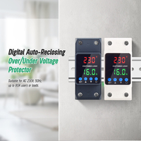 Protecteur numérique de surtension et de sous-tension 2P 40A 63A 80A AC 220V 230V avec réenclenchement automatique, affichage LED et logo personnalisé lumineux