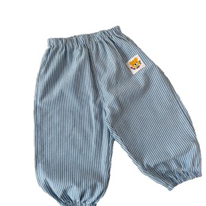 Kids Cotton Plaid Long Pants Blue Checkered Elastic Waist Casual Summer Wear - Product Image 3