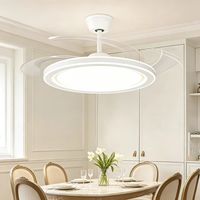 Ventilateur de plafond moderne à pales rétractables avec éclairage LED, moteur DC à intensité variable, télécommande, luminaires d'intérieur