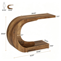 Table console en bois en forme de C, style vintage rustique, table d'entrée, table d'appoint pour le couloir, table de canapé pour le salon, le hall d'entrée