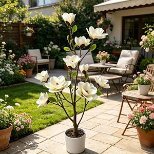 Artificial Magnolia <b>Tree</b> Realistic Real Touch Leaves and Flowers Perfect for Home Decor, Living Room, Wedding & Hotel Decor - Product Image 3