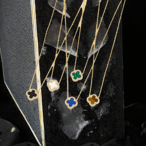 <span class=keywords><strong>Collier</strong></span> en argent 925 avec trèfle à quatre feuilles, pierre œil de chat, agate, turquoise, lapis-lazuli, maillons dorés, cadeau de fiançailles - Product Image 3