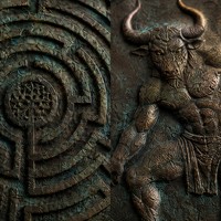 Pièce commémorative personnalisée 3D en relief de Minotaure dans le Labyrinthe, en bronze antique, pièce de défi sur le thème du mythe grec, pour cadeau de luxe