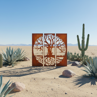 Mampara Decorativa de Acero Corten con Diseño de Árbol de la Vida para Exteriores