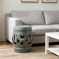 Tabouret de jardin en céramique marron antique, grand médaillon, pour intérieur et extérieur, parfait comme socle pour plantes, assise flexible