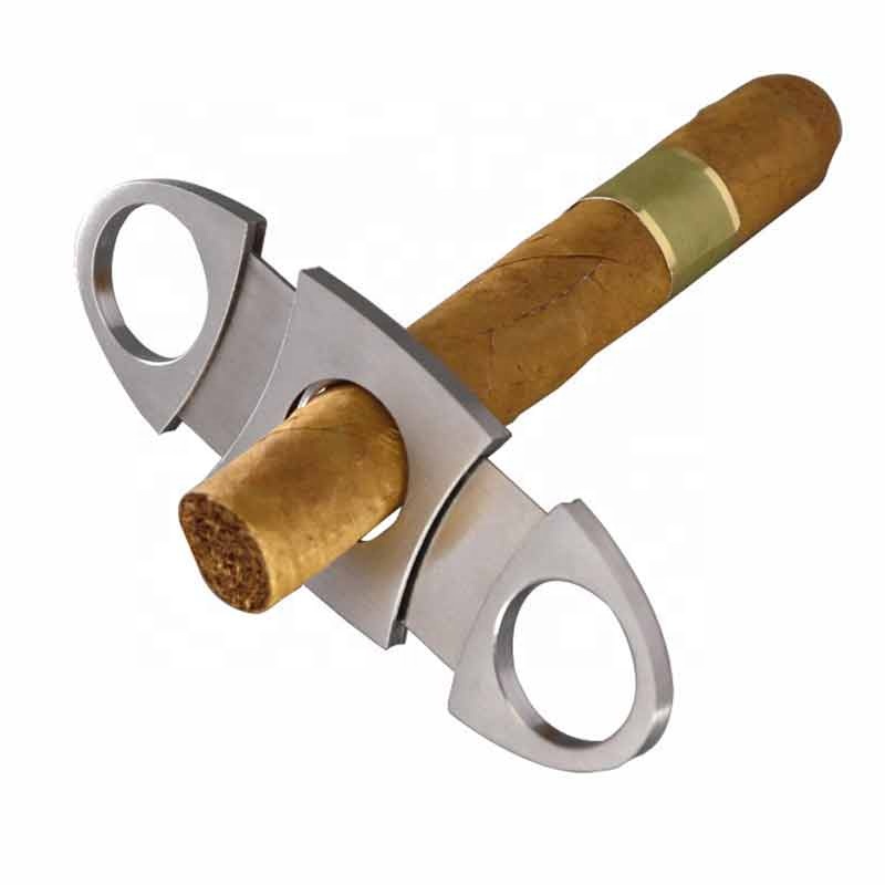 Резак для сигар из нержавеющей стали, гильотинные ножницы с двойной круглой головкой, острые лезвия, карманный резак для сигар, логотип на заказ