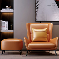 Fauteuil de loisirs modulaire confortable au design traditionnel, réglable, en cuir PU, avec repose-pieds marron, couleur personnalisable, pour la maison et le bureau