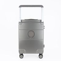 Valise personnalisée en usine, nouvelle version élargie, avec chargement USB, serrure à combinaison, ouverture frontale, porte-gobelet et cadre en aluminium