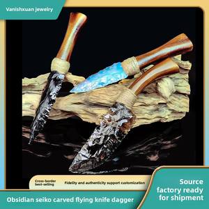 Ornement d'obsidienne en cristal naturel de la mer de Chine orientale en forme de poignard vente chaude pour couteau volant magnifiquement sculpté - Product Image 2