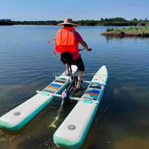 Doppelpersonen-PVC-Ponton-Wasserfahrrad aufblasbares Wasserpedal-Fahrradboot aufblasbares schwimmendes Pedal-Fahrrad