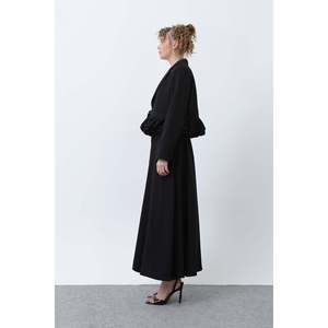 LOREEN Women's Black Ruffle Detail Jacket and <b>Trousers</b> Set - Elegant Two-Piece Suit for Office & Daily Wear, Model 20650TKS - Product Image 3
