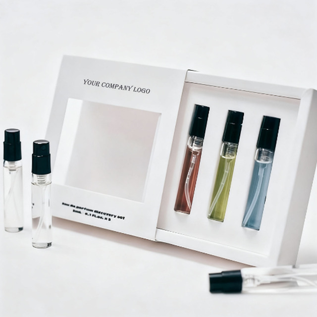 Custom 3pc 4pc 5pc 6pc 5ml Hair Perfume Vials Kit Sampler Discovery Paper Box with PVC Window