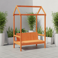 Bancs en bois modernes avec toit, sièges intérieurs/extérieurs pour salon/patio/jardin, design à lattes durable
