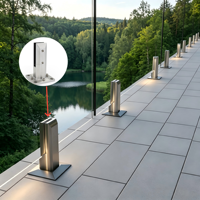 Support de fixation moderne en acier inoxydable à base carrée pour clôture de piscine en verre, pour balustrade en verre sans cadre, balcon et jardin