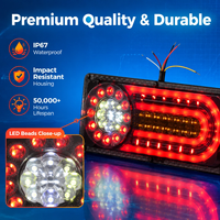 Nouveau feu arrière LED ABS rouge 4-en-1 universel pour camion, remorque, semi-remorque, camionnette (stop, frein, clignotant, marche arrière)