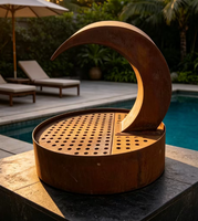 Fontaine d'eau en acier corten moderne pour jardin extérieur, résistante au feu et à l'eau, écologique et durable, 110-230V
