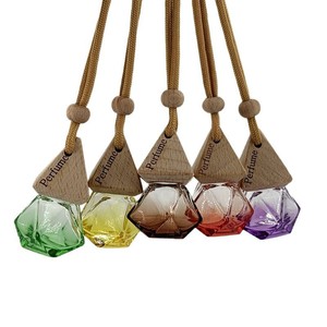 Flacon diffuseur de parfum de voiture vide de 10 ml, rond, coloré, en verre, à suspendre, pour huiles essentielles, avec bouchon en bois - Product Image 6
