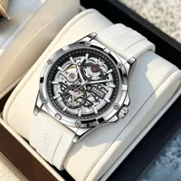 Montre mécanique automatique Mark Fairwhale pour homme, de haute qualité, avec aiguilles lumineuses, tendance, squelette, FW-6960