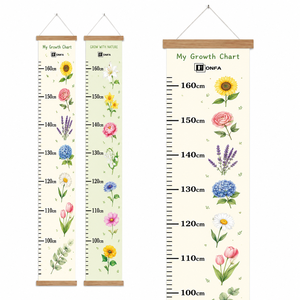 Tableau de croissance personnalisable pour enfants à suspendre, barre en bois de 1,6 m, toile décorative murale, impression à l'encre écologique Epson, longueur personnalisée, emballage OEM - Product Image 1