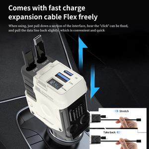 Caricabatterie da Auto Retrattile 4 in 1 USB Tipo C 120W Super Veloce per <span class=keywords><strong>iPhone</strong></span>, Adattatore Personalizzabile con LOGO - Product Image 5