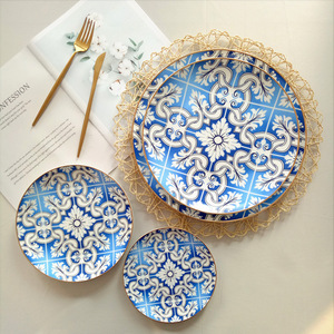Vajillas de Porcelana Personalizadas, Juegos de Platos de Cerámica, Platos Blancos y Azules para Bodas y Eventos, Platos de Porcelana - Product Image 4