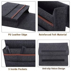 Hot Selling Large Capacity Felt Bedside Storage Bag for for Organizing <b>Table</b> Pad Magazine Books Phone Chargers Cable - Product Image 4