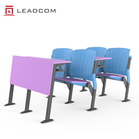 Chaise de bureau étudiante relevable Leadcom L-E10 en plastique PP, modulaire et connectable, pour salles de cours universitaires et scolaires
